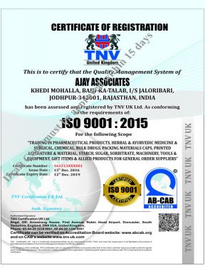 Ajay Associates - ISO Cert - Altar Pharma