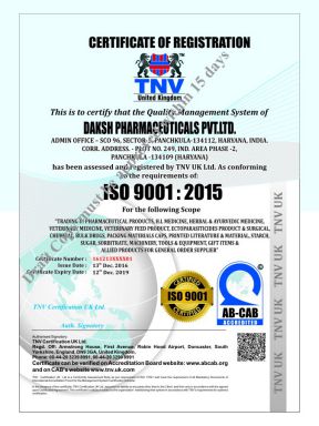 Daksh Pharma Pvt Ltd - ISO Cert - Altar Pharma