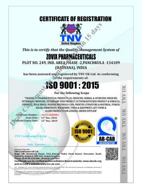 Zovix Pharma - ISO Cert - Altar Pharma