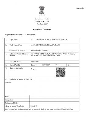 Altar Pharma - GST Regi. - Altar Pharma