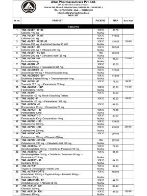 Altar MRP  List - 1 - Altar Pharma